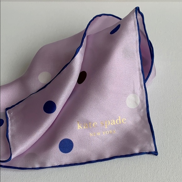 Kate Spade Bakery Dot Silk Bandana Lilac NEW - Picture 2 of 6